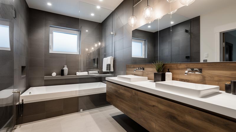 Modern Bathroom with Wooden decoration
